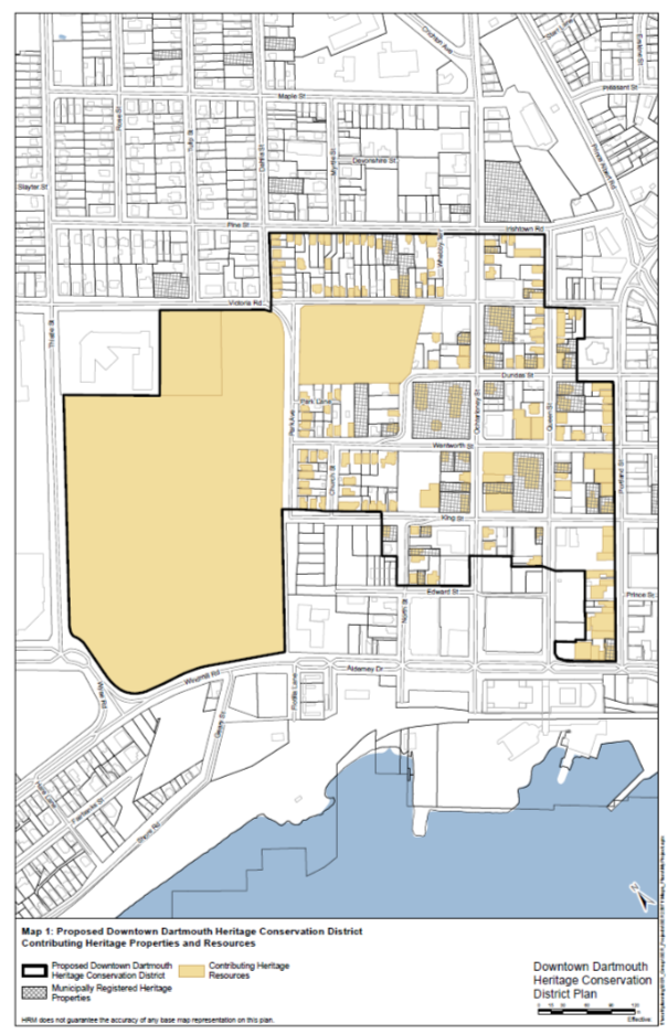 Map showing proposed boundaries of the Downtown Dartmouth HCD