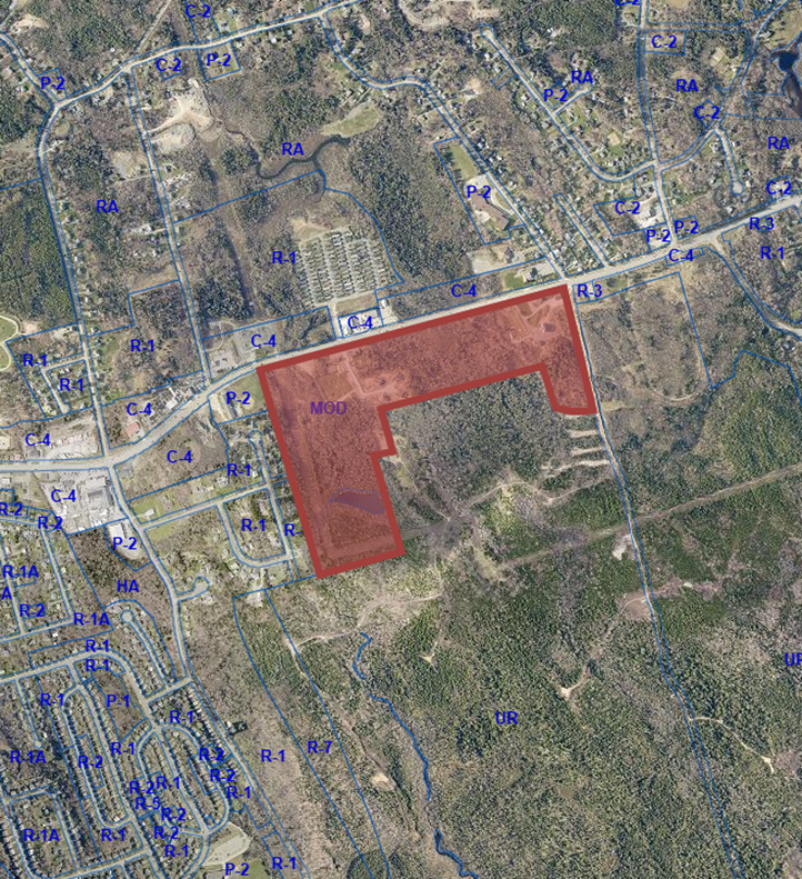Figure 1: Aerial image of the MOD (Mixed Opportunity District) Zone at 28 Paris Lane (PID 40150567), south of Highway 7, Westphal.