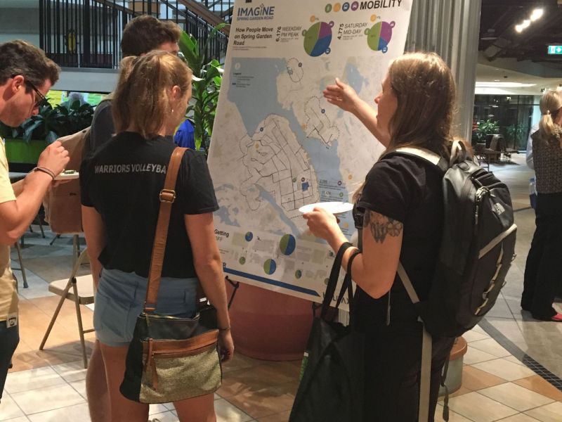 Checking out the information board...