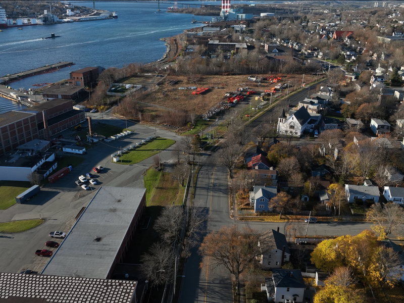 Looking north on Windmill Road from the Angus L. Macdonald Bridge