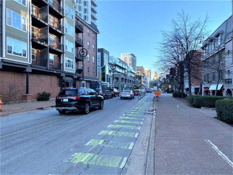 Looking north on Water Street after Morris Street