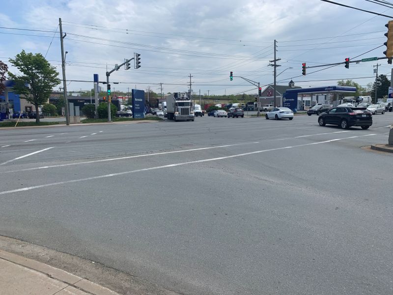 Looking east from Windmill Road on Wright Avenue towards the Burnside Industrial Park