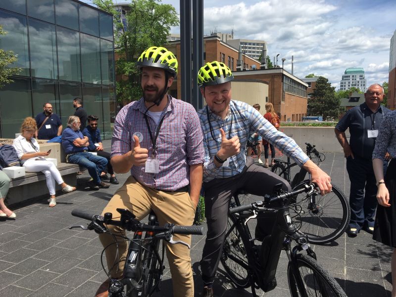 HalifACT team members Kevin and Alex try out an e-bike!