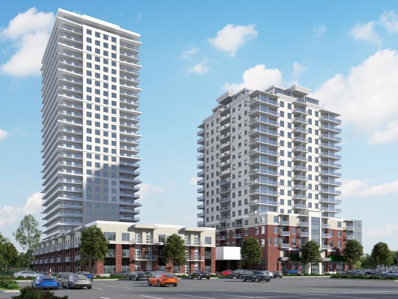 Rendering of Monaghan Square South GP Limited development (i.e. building on the left) fronting Monaghan Drive.