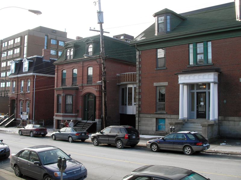 Three brick buildings along Barrington Street