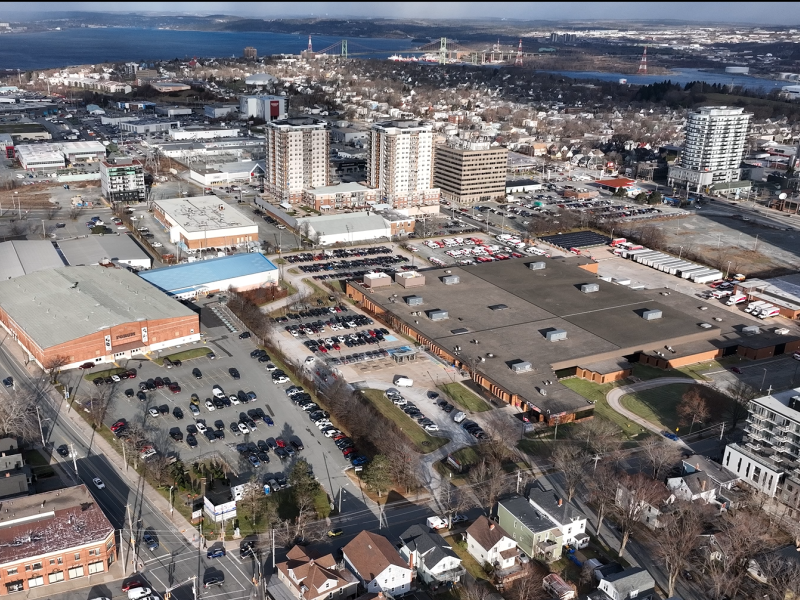 Young Street Lands FGN facing northeast at the intersection of Almon Street and Windsor Street.
