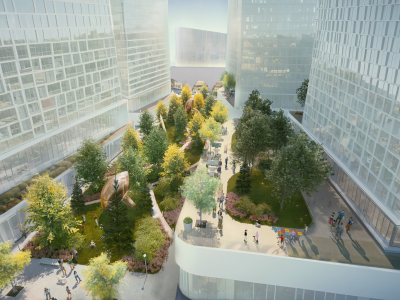Rendering of privately-owned, publicly accessible open space as part of the development proposed by FS Industries Limited.