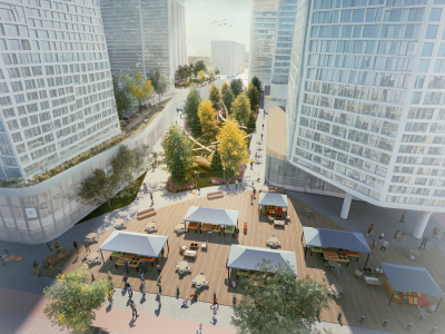 Rendering of privately-owned, publicly accessible open space as part of the development proposed by FS Industries Limited.